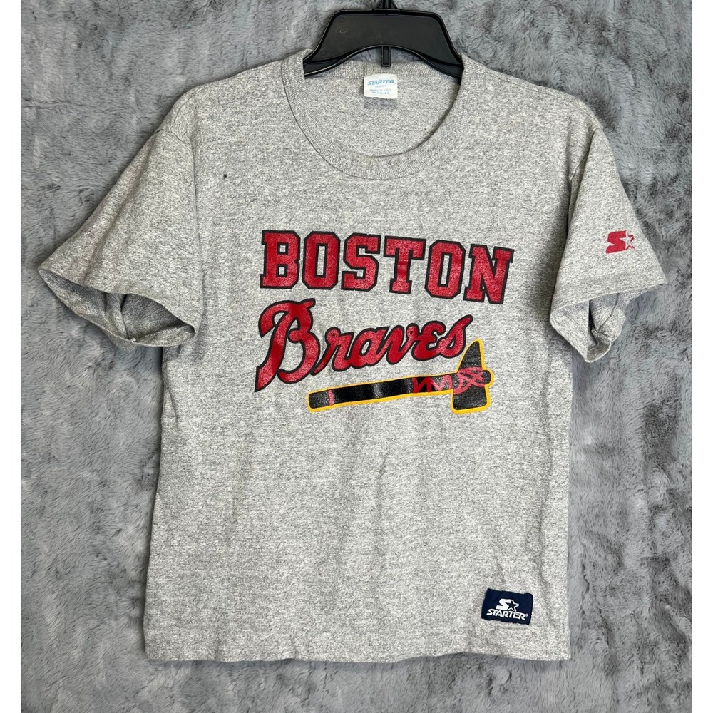 Vtg Starter Boston Braves T Shirt Gray Made in USA Men Medium M 38-40 Graphic